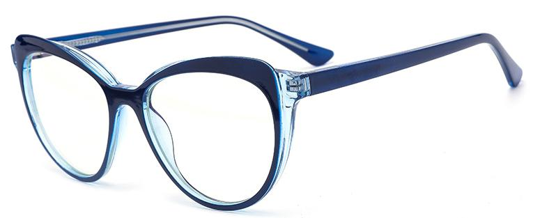 ReadyMade Cat Eye Crystal Circle Frame Design Blue Lentes Lentes TR90+CP Mulheres Frames Ópticos #2038