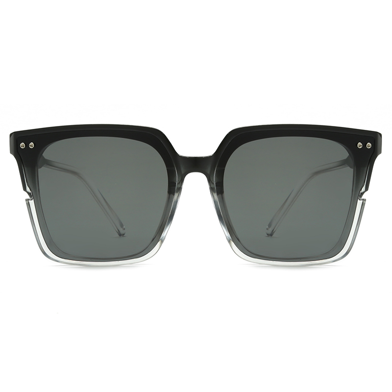 Estoque de tamanho grande gradiente de cor, quadro de mulheres/unissex Moda Moda Plástico Óculos de sol polarizados #825